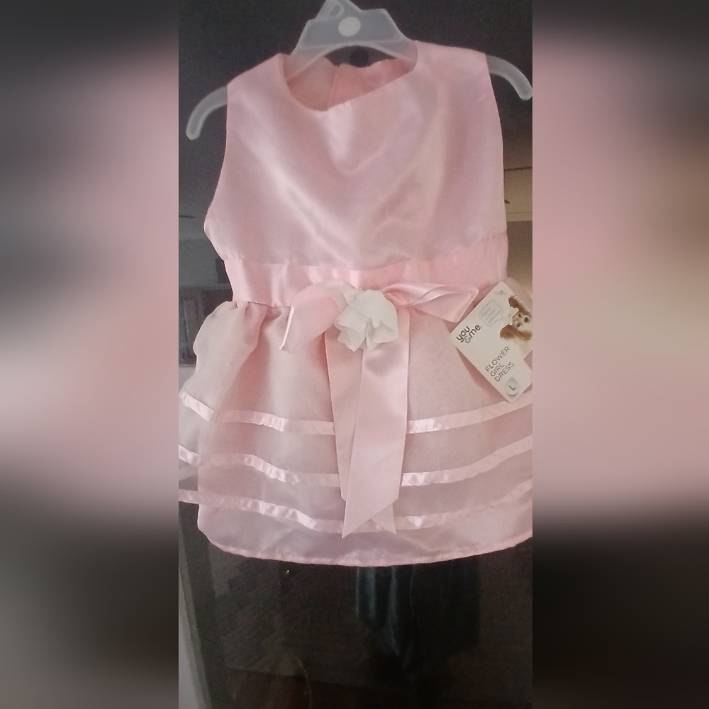 Flower Girl LG Dog Costume Wedding Pet Halloween Pink Satin